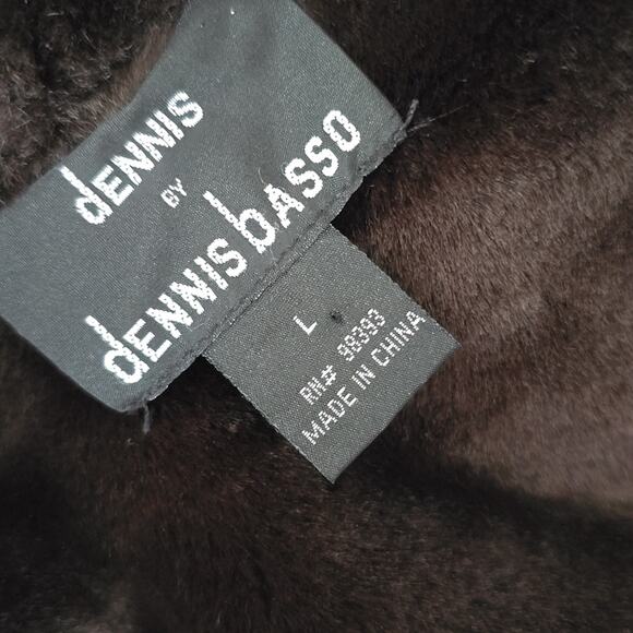 Dennis Basso Chocolate Brown Coat Large Faux Fur Hood Tafetta jacket - Picture 8 of 8